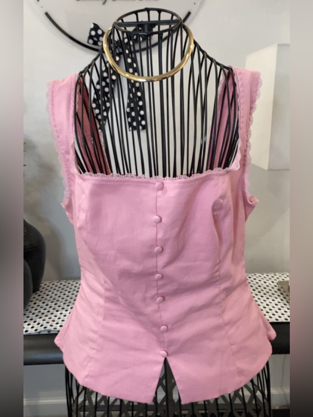 Pink Button-Back Sleeveless Top